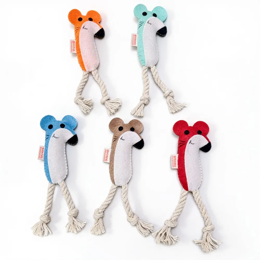 Felt Jerry Mouse Doll with Rope